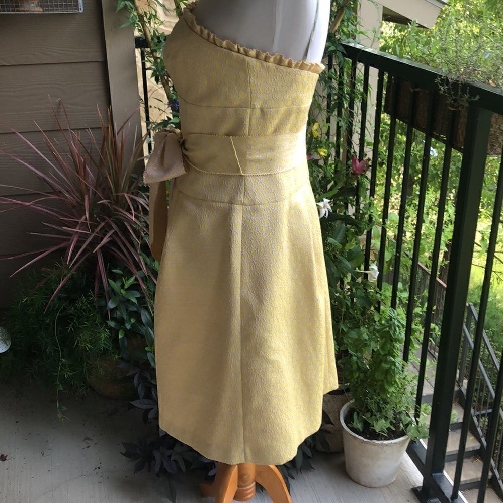 COPY - Kay Unger Gorgeous Pale Yellow Midi Cocktail Dress - Picture 7 of 12